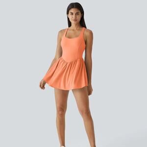 Halara Breezeful 2-in-1 Corset Mini Activewear Dress in Blush Orange Size S NWT